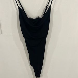 Black cowl neck bodysuit